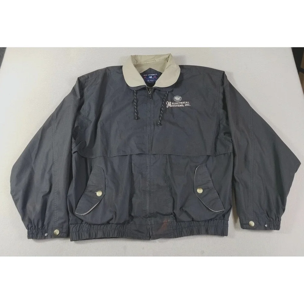 Vintage Port Authority Jacket Mens Large Black On Tour Windbreaker Workwear